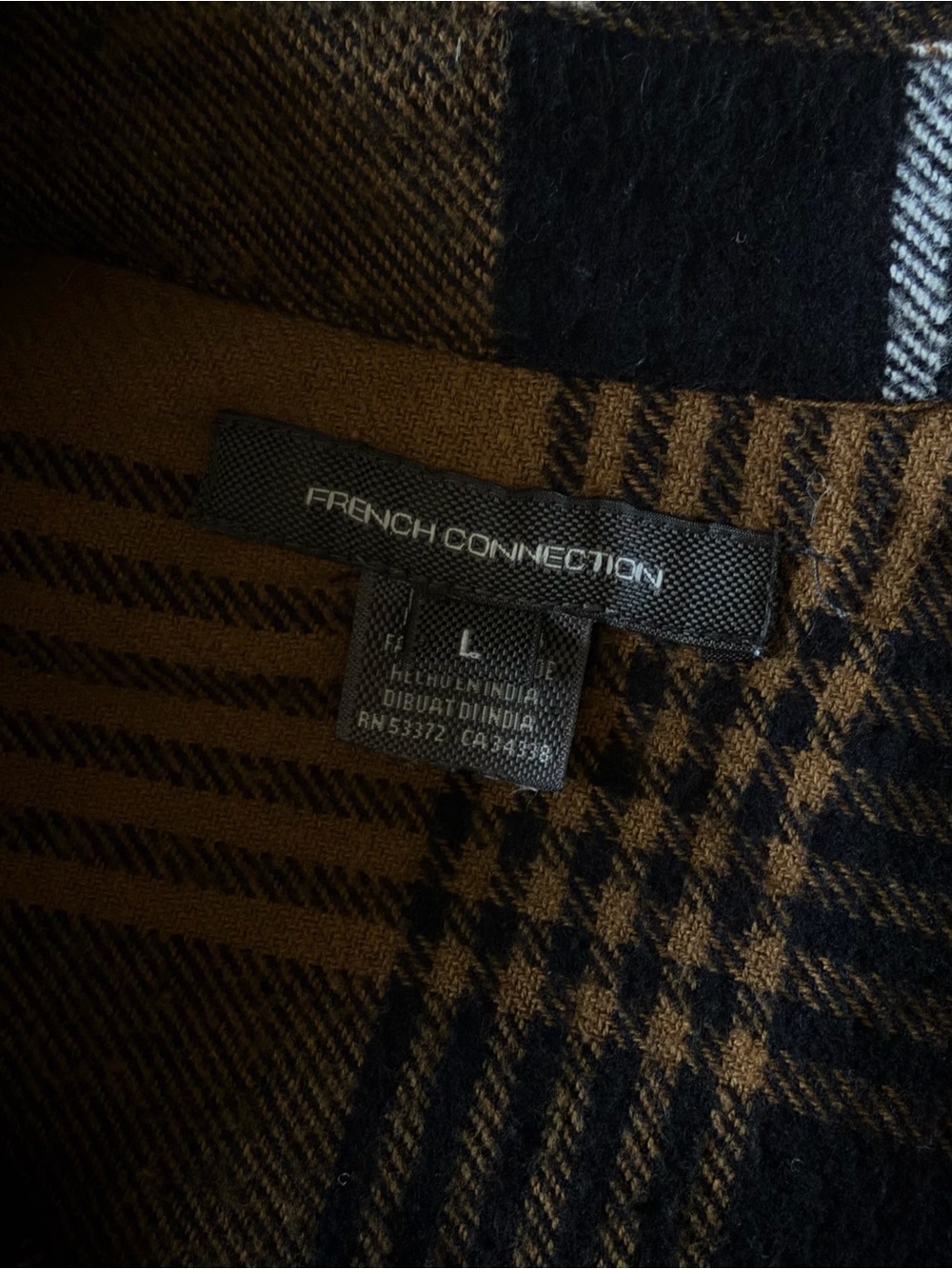 French Connection Flannel Rhodes Oversized Plaid Shirt Shacket - Picture 5 of 7